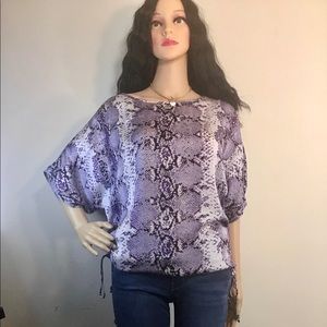 Women'w Purple Snake Print Boxy Blouse